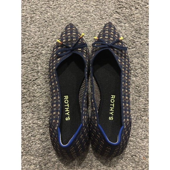 Rothy's The Bow Point Evening Metallic Knit Fabric Ballet Flats Pointed-Toe 7.5 - Picture 4 of 8